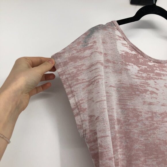Cherish pale rose pink semi-sheer open cross cross  slit back t-shirt - Picture 8 of 14